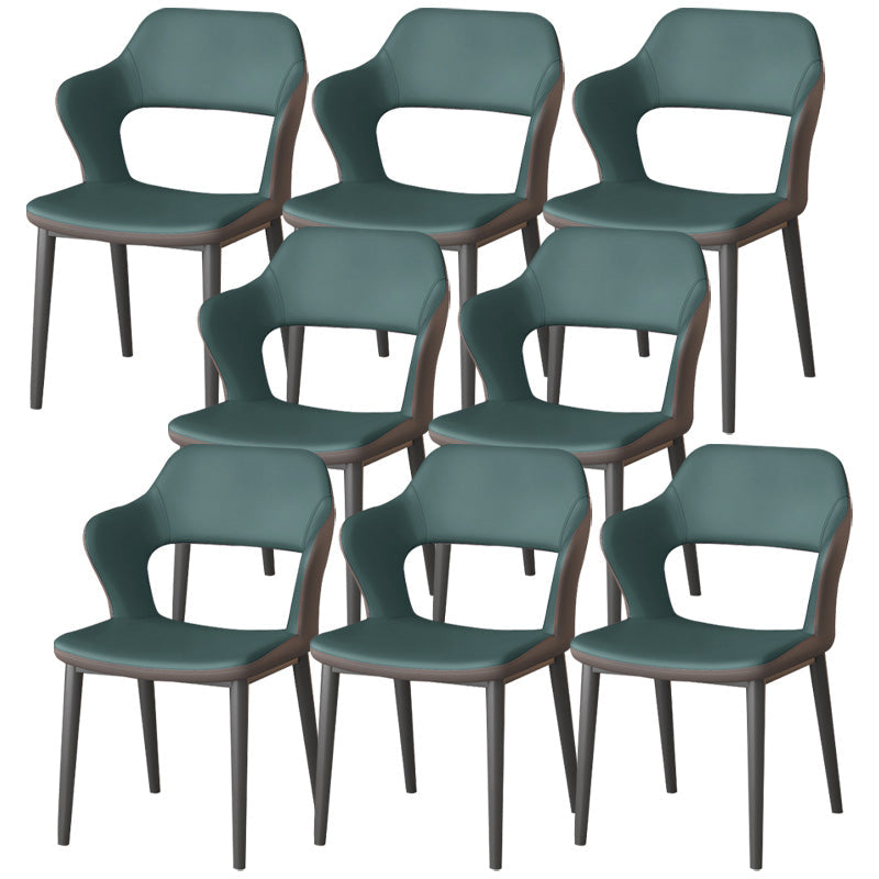 Modern Faux Leather Dining Side Chairs Open Back Dining Arm Chair for Dining Room