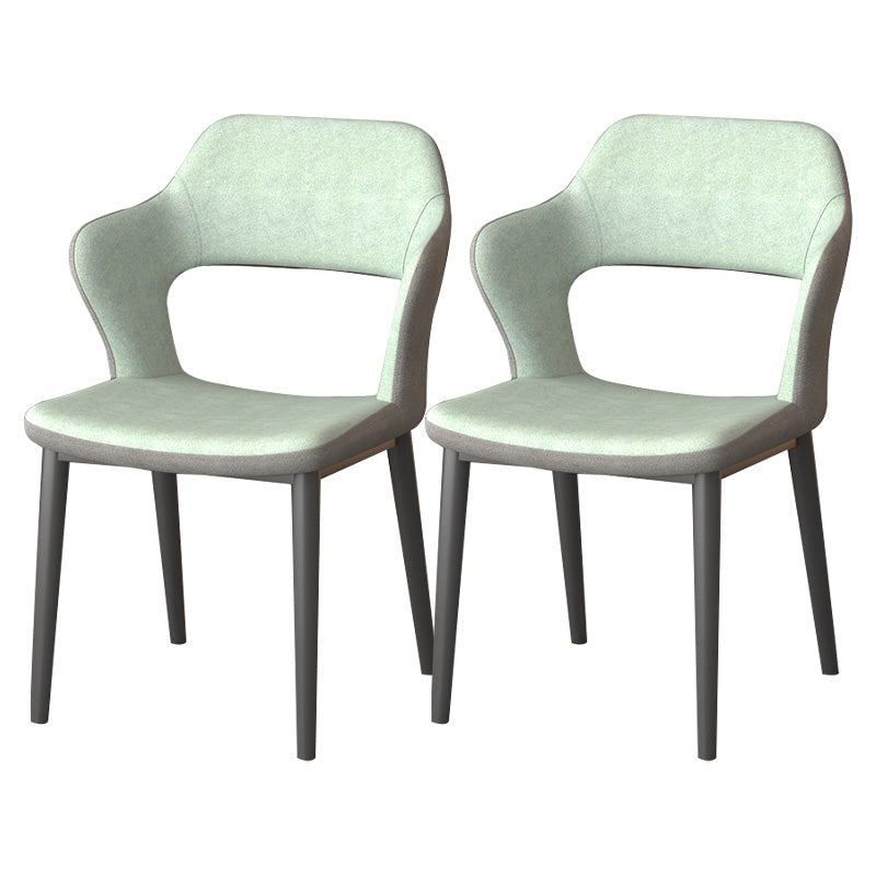 Modern Faux Leather Dining Side Chairs Open Back Dining Arm Chair for Dining Room