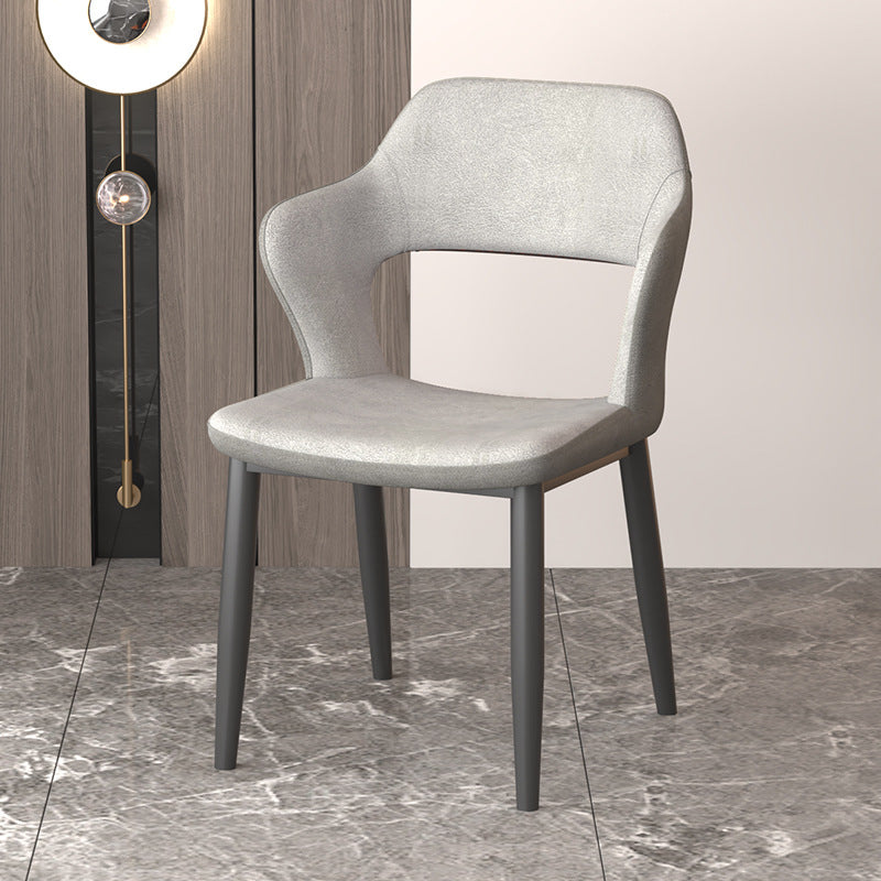 Modern Faux Leather Dining Side Chairs Open Back Dining Arm Chair for Dining Room