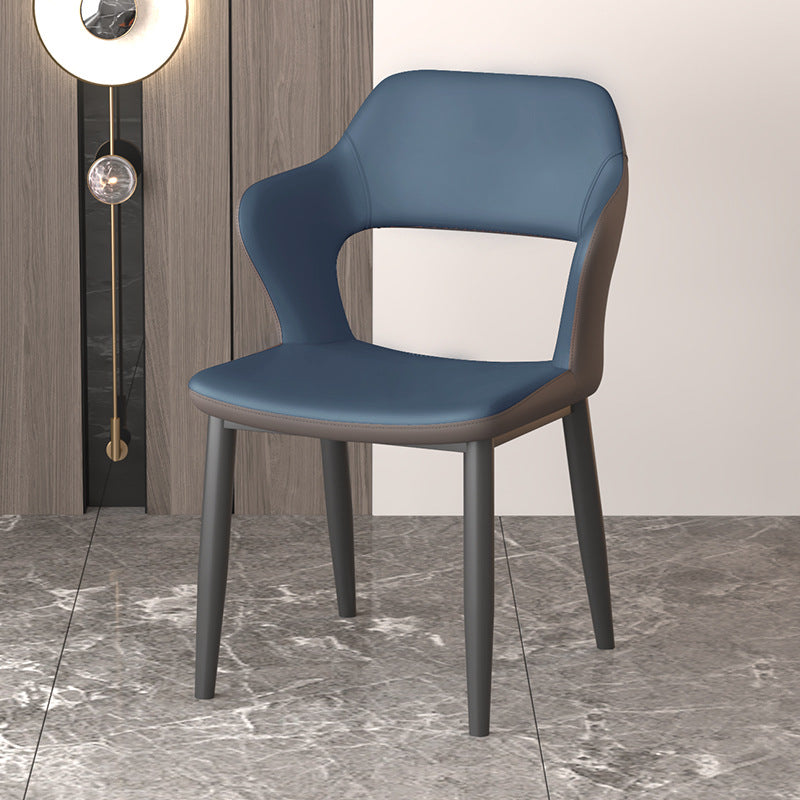 Modern Faux Leather Dining Side Chairs Open Back Dining Arm Chair for Dining Room