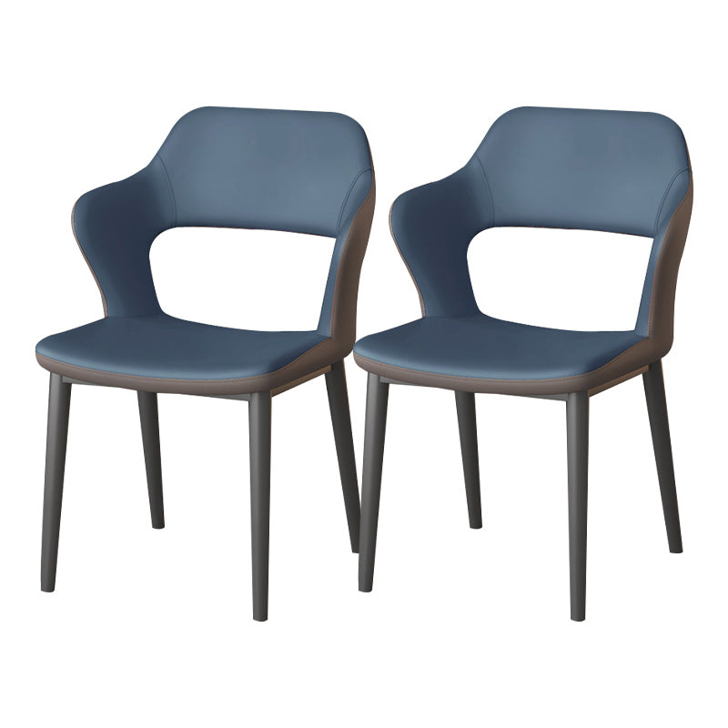 Modern Faux Leather Dining Side Chairs Open Back Dining Arm Chair for Dining Room