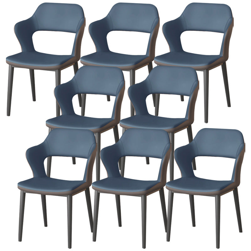 Modern Faux Leather Dining Side Chairs Open Back Dining Arm Chair for Dining Room