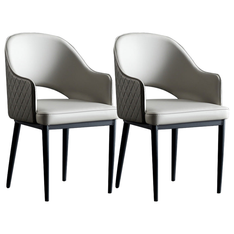 Silla de comedor de espalda abierta sillas laterales de comedor de cuero moderno