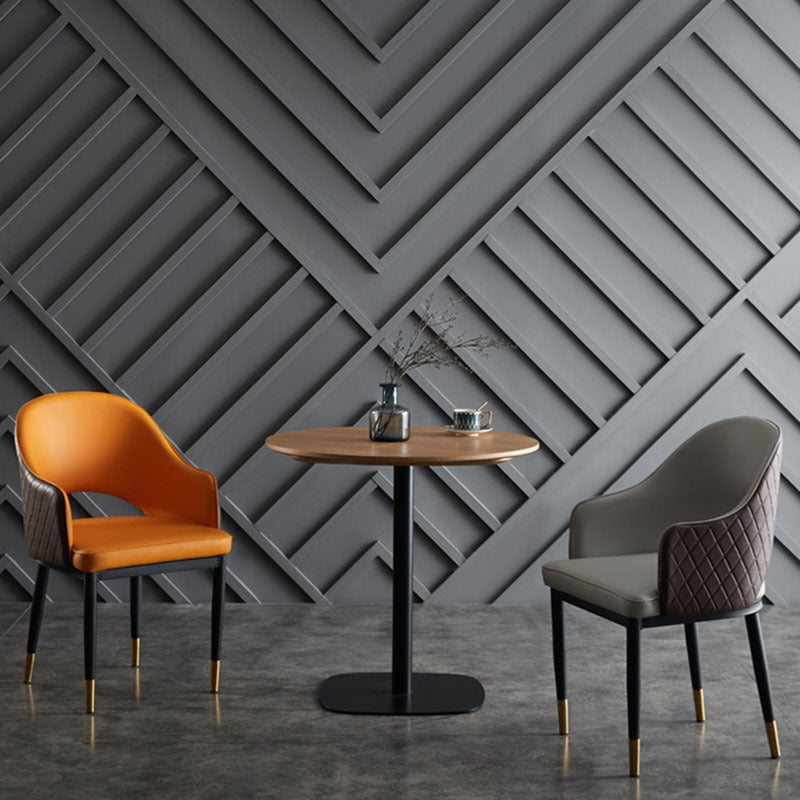 Silla de comedor de espalda abierta sillas laterales de comedor de cuero moderno