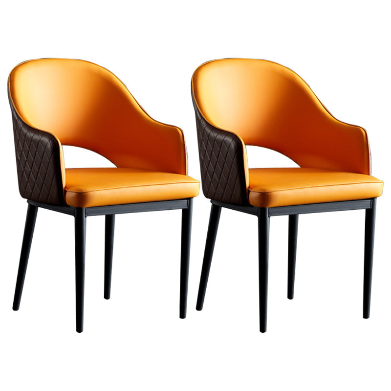 Silla de comedor de espalda abierta sillas laterales de comedor de cuero moderno