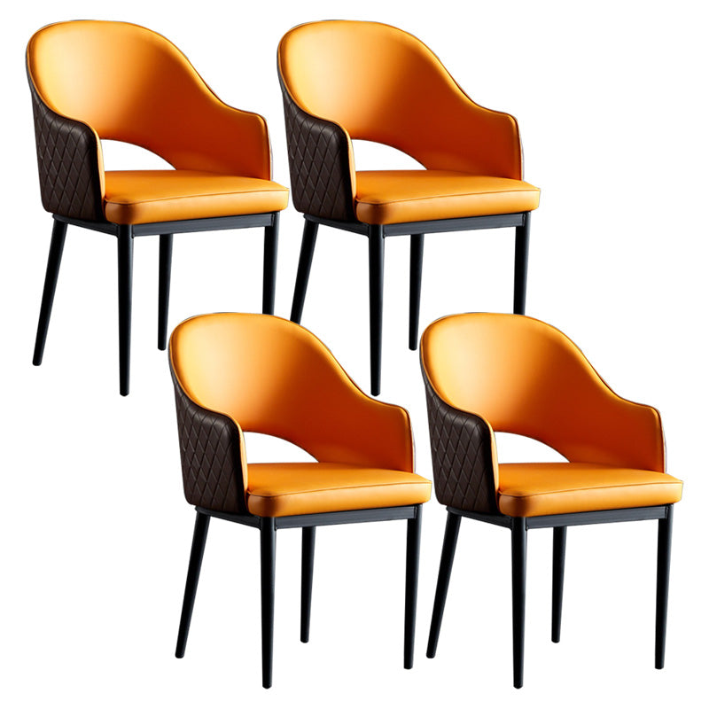 Silla de comedor de espalda abierta sillas laterales de comedor de cuero moderno