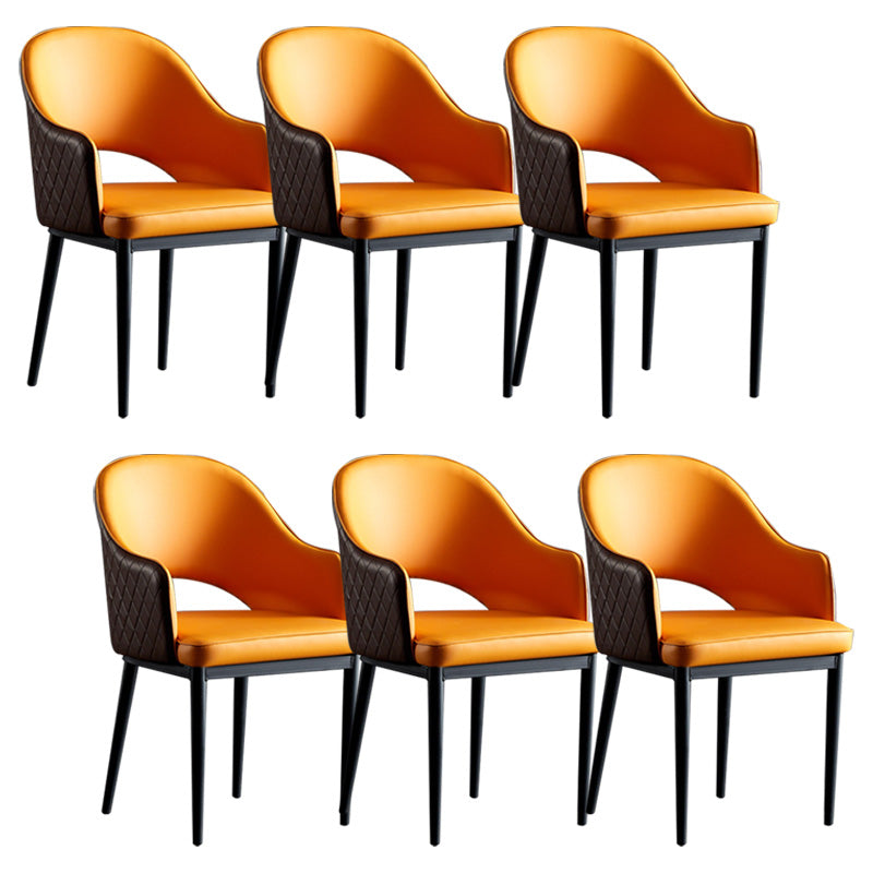 Silla de comedor de espalda abierta sillas laterales de comedor de cuero moderno