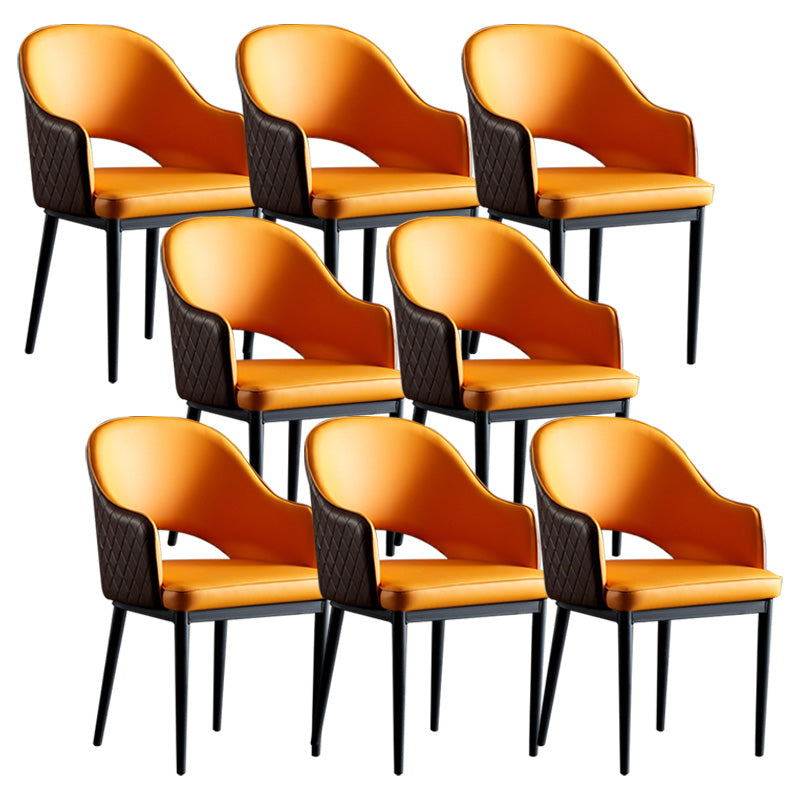 Silla de comedor de espalda abierta sillas laterales de comedor de cuero moderno