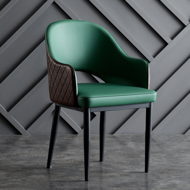 Silla de comedor de espalda abierta sillas laterales de comedor de cuero moderno