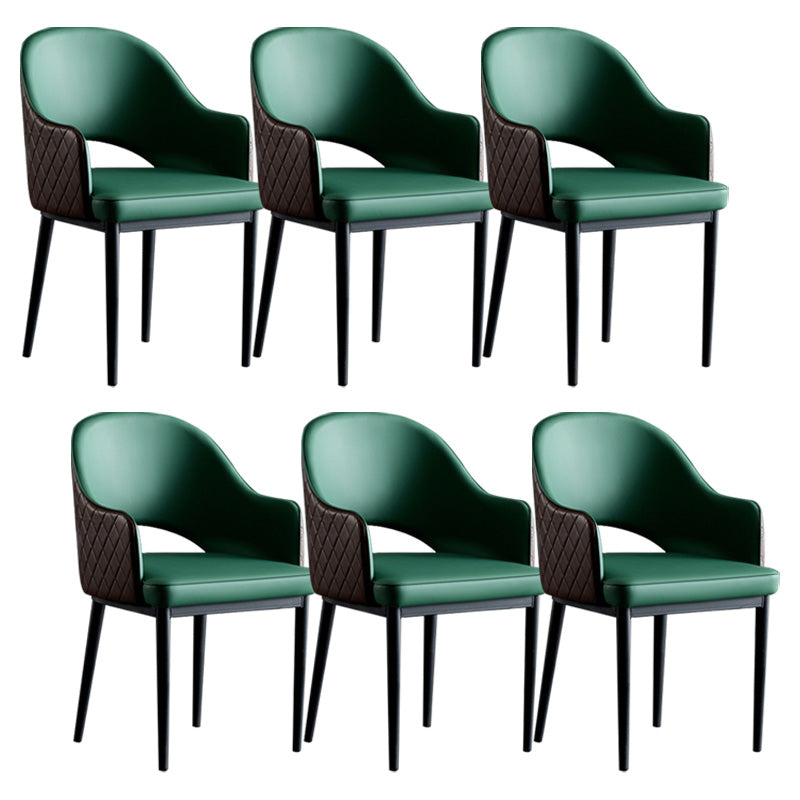 Silla de comedor de espalda abierta sillas laterales de comedor de cuero moderno