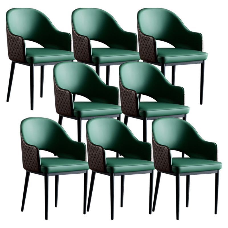 Silla de comedor de espalda abierta sillas laterales de comedor de cuero moderno