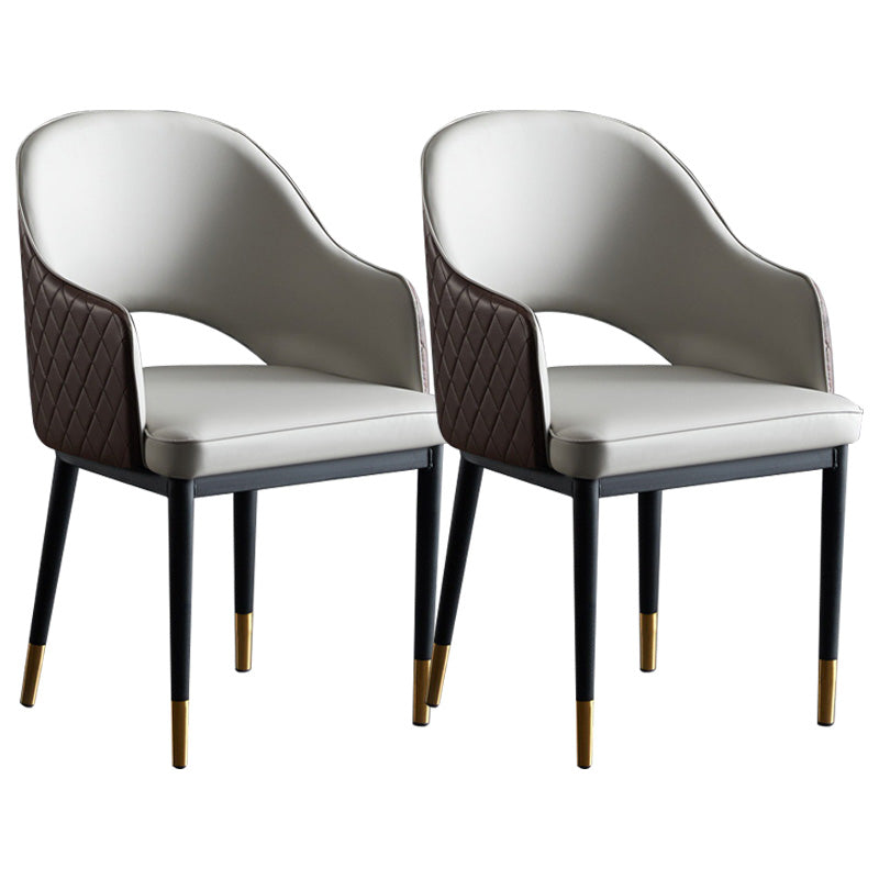 Silla de comedor de espalda abierta sillas laterales de comedor de cuero moderno