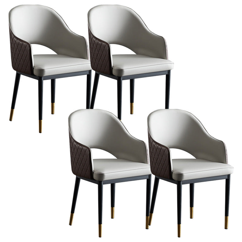 Silla de comedor de espalda abierta sillas laterales de comedor de cuero moderno