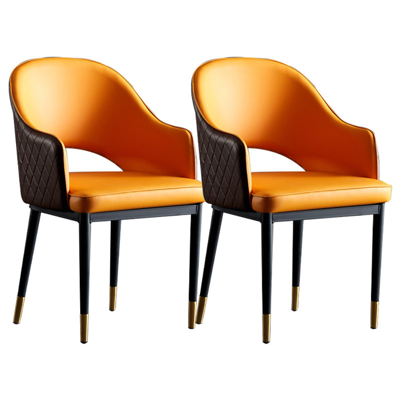 Silla de comedor de espalda abierta sillas laterales de comedor de cuero moderno