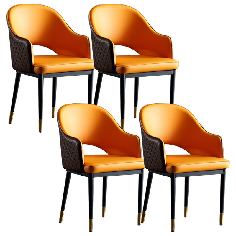 Silla de comedor de espalda abierta sillas laterales de comedor de cuero moderno