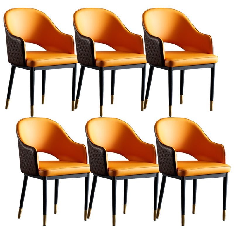 Silla de comedor de espalda abierta sillas laterales de comedor de cuero moderno