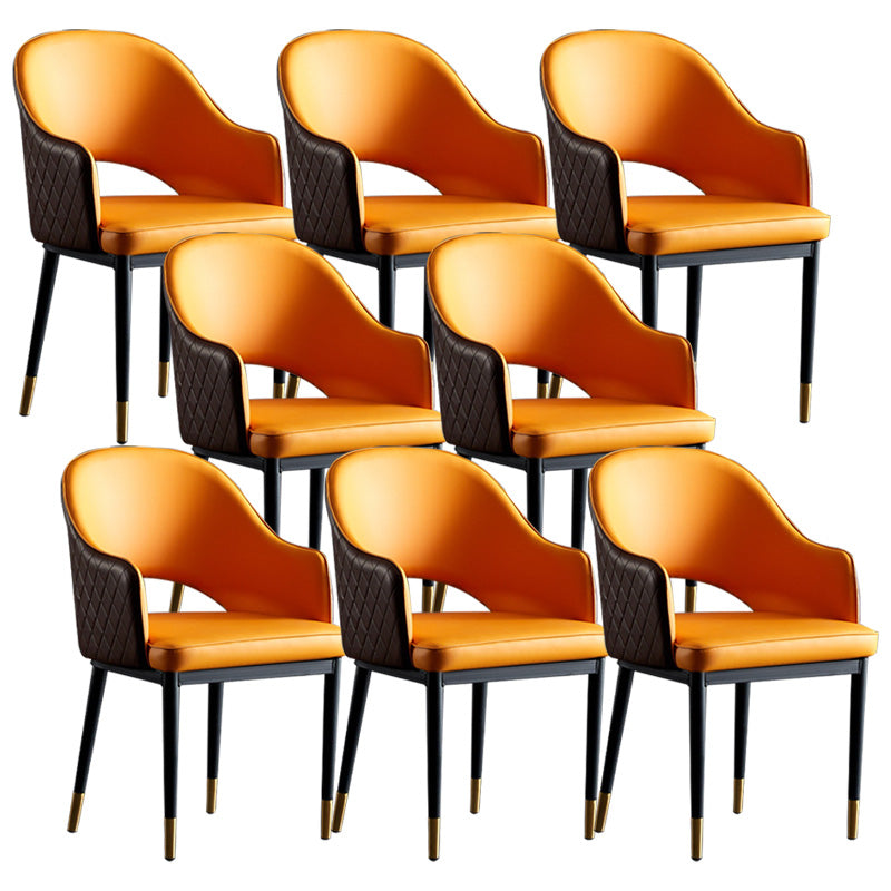 Silla de comedor de espalda abierta sillas laterales de comedor de cuero moderno