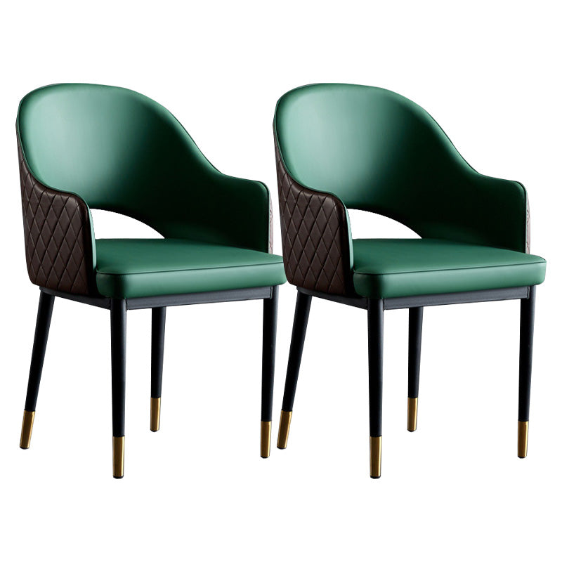 Silla de comedor de espalda abierta sillas laterales de comedor de cuero moderno