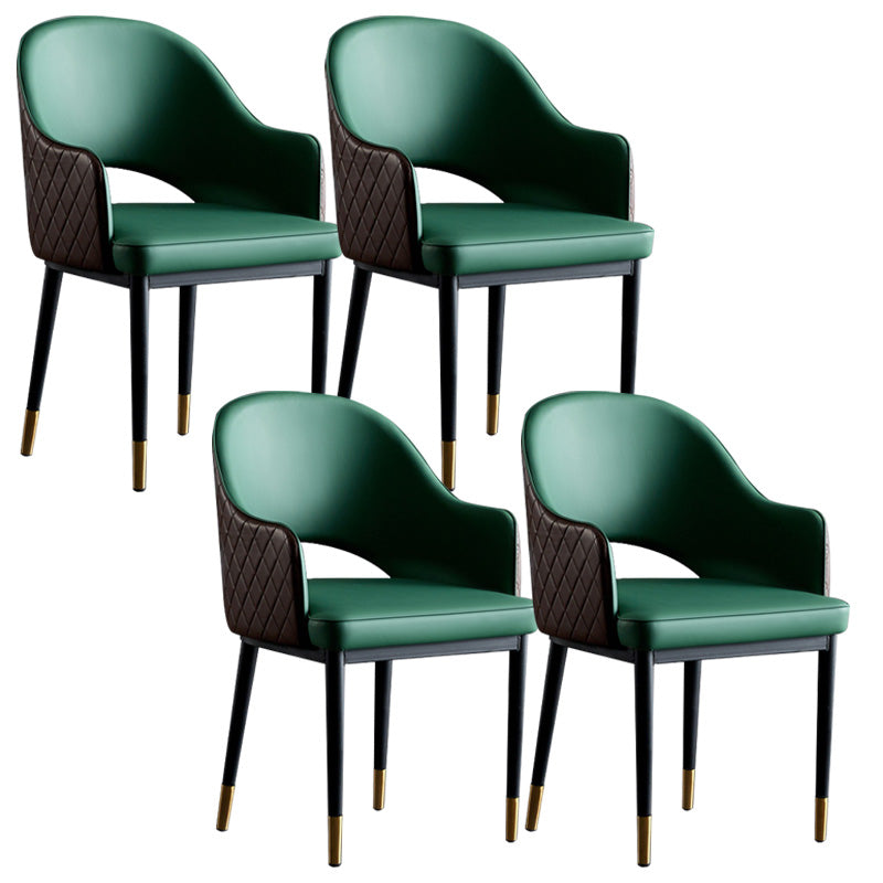 Silla de comedor de espalda abierta sillas laterales de comedor de cuero moderno