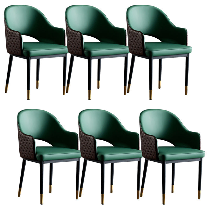 Silla de comedor de espalda abierta sillas laterales de comedor de cuero moderno