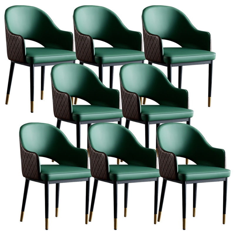 Silla de comedor de espalda abierta sillas laterales de comedor de cuero moderno