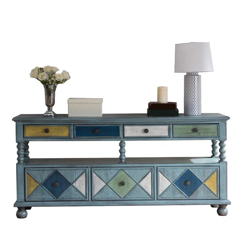 Panneau latéral en bois massif buffet de rangement rectangle avec tiroirs