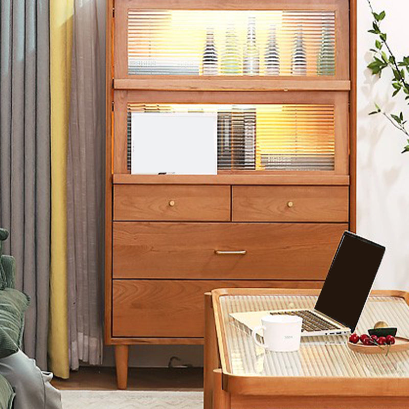 Modern Style Sideboard Cabinet Home Wooden Side Board with Glass Doors Clearhalo 'buffet_sideboard' 'Buffets & Sideboards' 'furn' 'furn_buffet_sideboard' 'Furniture' 'Kitchen & Dining Furniture' 6219506