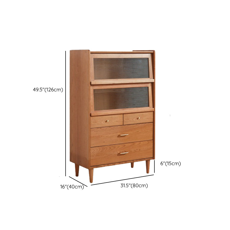 Modern Style Sideboard Cabinet Home Wooden Side Board with Glass Doors Clearhalo 'buffet_sideboard' 'Buffets & Sideboards' 'furn' 'furn_buffet_sideboard' 'Furniture' 'Kitchen & Dining Furniture' 6219512