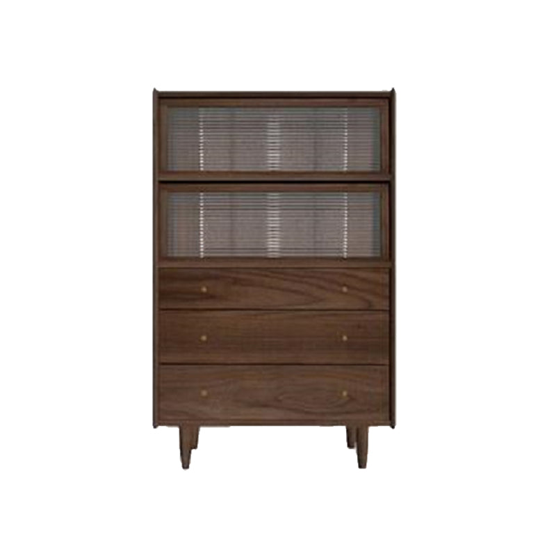 49.5"H Wooden Home Sideboard Modern Rectangular Side Board with Drawer Walnut Without Light Clearhalo 'buffet_sideboard' 'Buffets & Sideboards' 'furn' 'furn_buffet_sideboard' 'Furniture' 'Kitchen & Dining Furniture' 6219583
