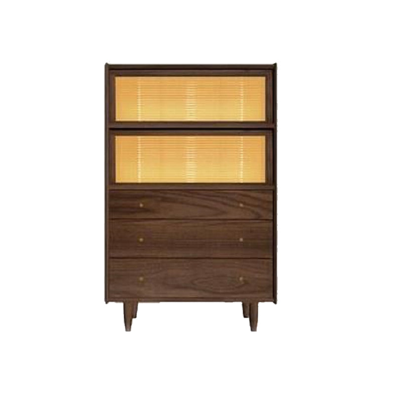 49.5"H Wooden Home Sideboard Modern Rectangular Side Board with Drawer Walnut With Light Clearhalo 'buffet_sideboard' 'Buffets & Sideboards' 'furn' 'furn_buffet_sideboard' 'Furniture' 'Kitchen & Dining Furniture' 6219585