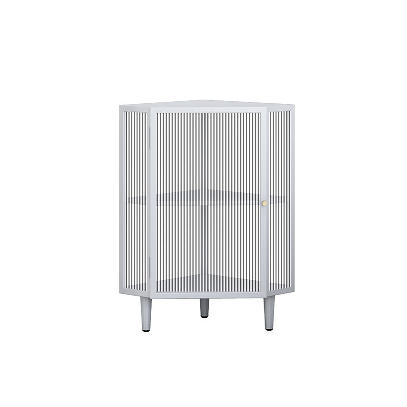 Contemporary Storage Sideboard Metal Dining Sideboard with Glass Door 15.7"L x 15.7"W x 29.5"H White Clearhalo 'buffet_sideboard' 'Buffets & Sideboards' 'furn' 'furn_buffet_sideboard' 'Furniture' 'Kitchen & Dining Furniture' 6219645