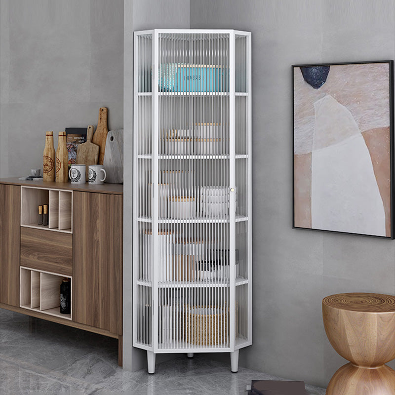 Contemporary Storage Sideboard Metal Dining Sideboard with Glass Door Clearhalo 'buffet_sideboard' 'Buffets & Sideboards' 'furn' 'furn_buffet_sideboard' 'Furniture' 'Kitchen & Dining Furniture' 6219647