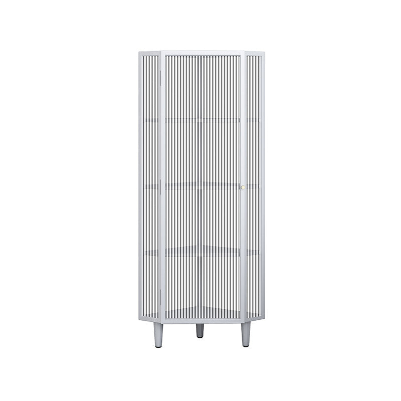 Contemporary Storage Sideboard Metal Dining Sideboard with Glass Door 16"L x 16"W x 53"H White Clearhalo 'buffet_sideboard' 'Buffets & Sideboards' 'furn' 'furn_buffet_sideboard' 'Furniture' 'Kitchen & Dining Furniture' 6219649