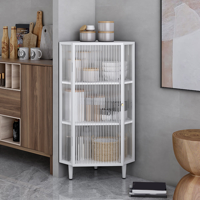 Contemporary Storage Sideboard Metal Dining Sideboard with Glass Door Clearhalo 'buffet_sideboard' 'Buffets & Sideboards' 'furn' 'furn_buffet_sideboard' 'Furniture' 'Kitchen & Dining Furniture' 6219650