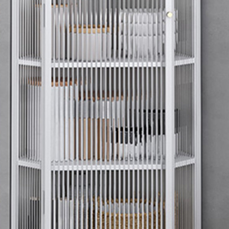 Contemporary Storage Sideboard Metal Dining Sideboard with Glass Door Clearhalo 'buffet_sideboard' 'Buffets & Sideboards' 'furn' 'furn_buffet_sideboard' 'Furniture' 'Kitchen & Dining Furniture' 6219655