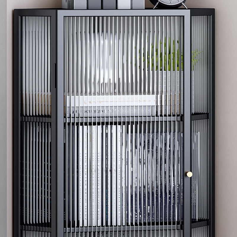 Contemporary Storage Sideboard Metal Dining Sideboard with Glass Door Clearhalo 'buffet_sideboard' 'Buffets & Sideboards' 'furn' 'furn_buffet_sideboard' 'Furniture' 'Kitchen & Dining Furniture' 6219658