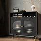 Schwarzes Sideboard aus Holz mit Tür, modernes, minimalistisches Wohnzimmer-Buffet-Sideboard