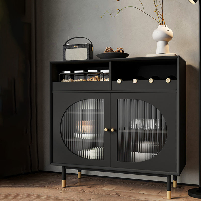 Schwarzes Sideboard aus Holz mit Tür, modernes, minimalistisches Wohnzimmer-Buffet-Sideboard