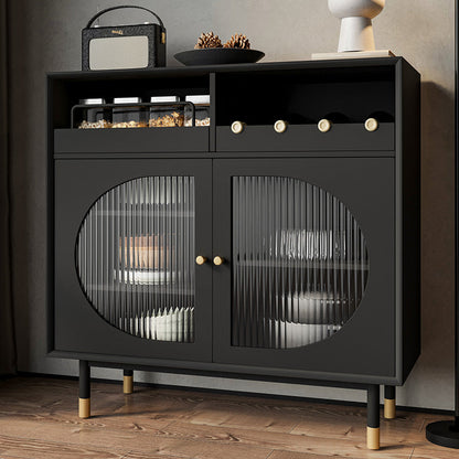 Schwarzes Sideboard aus Holz mit Tür, modernes, minimalistisches Wohnzimmer-Buffet-Sideboard