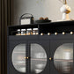 Schwarzes Sideboard aus Holz mit Tür, modernes, minimalistisches Wohnzimmer-Buffet-Sideboard