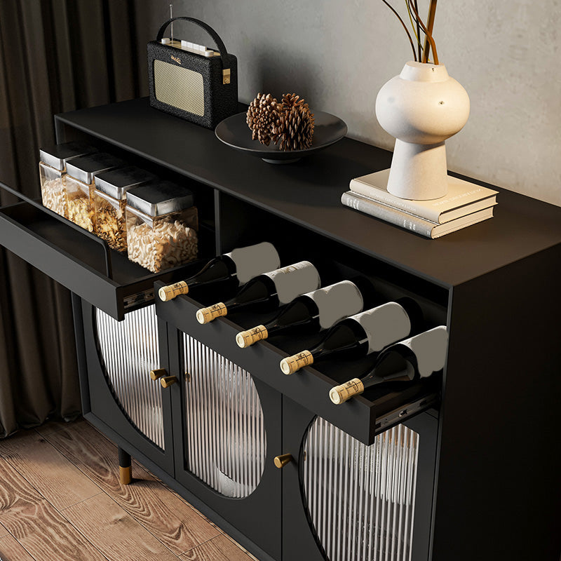 Schwarzes Sideboard aus Holz mit Tür, modernes, minimalistisches Wohnzimmer-Buffet-Sideboard