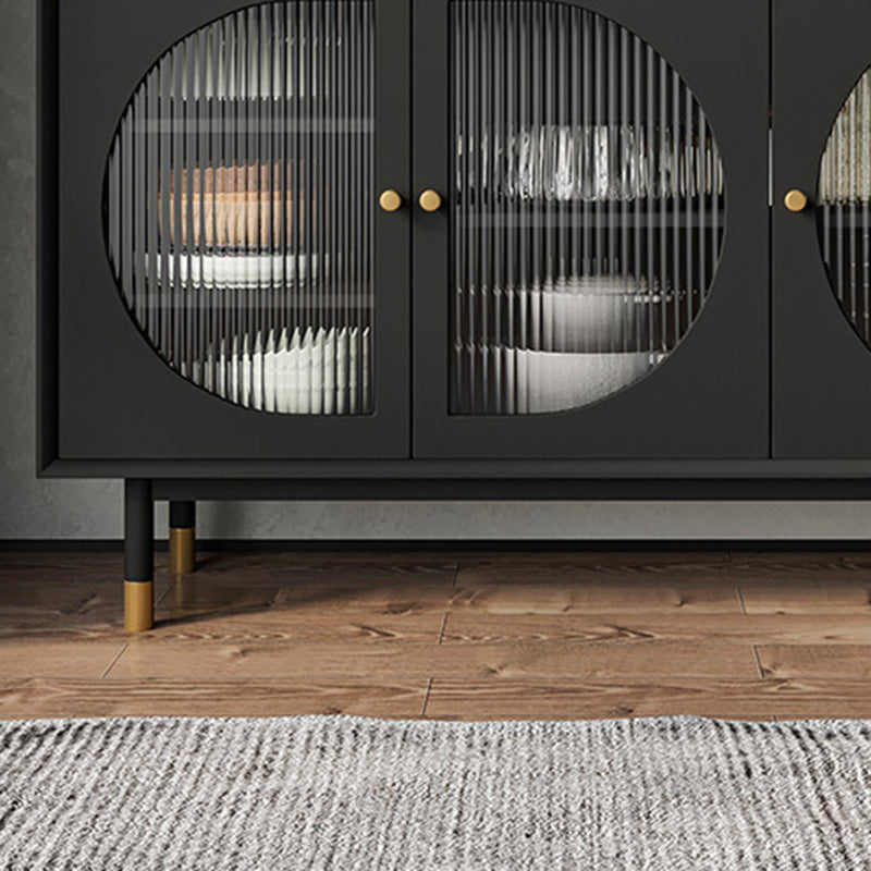 Schwarzes Sideboard aus Holz mit Tür, modernes, minimalistisches Wohnzimmer-Buffet-Sideboard