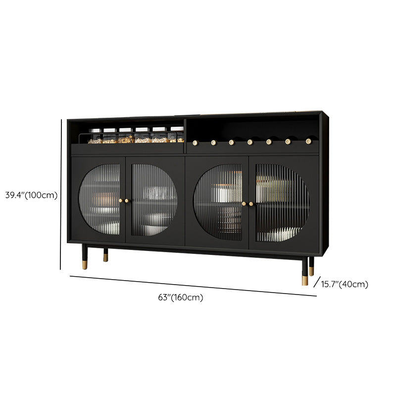 Schwarzes Sideboard aus Holz mit Tür, modernes, minimalistisches Wohnzimmer-Buffet-Sideboard