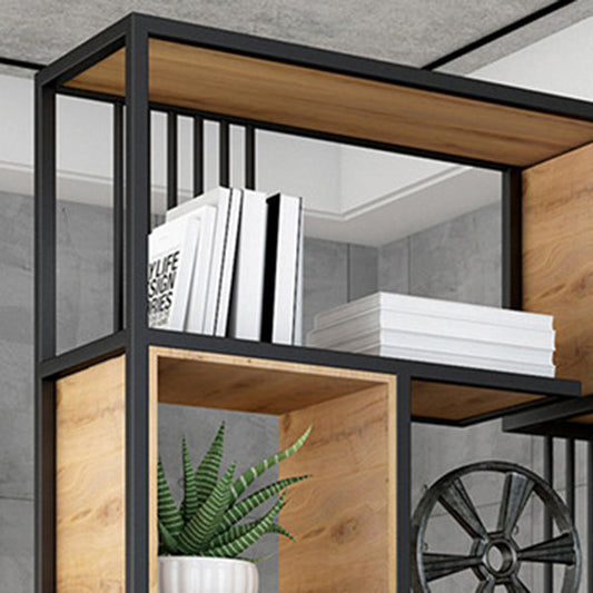 Estándar vertical Open Bookshelf Modern Brown Office Bookcase con puertas