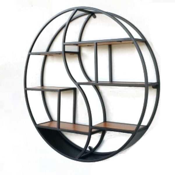 Wall Mounted Metal Shelf Bookcase Study Room Open Book Shelf with Shelves