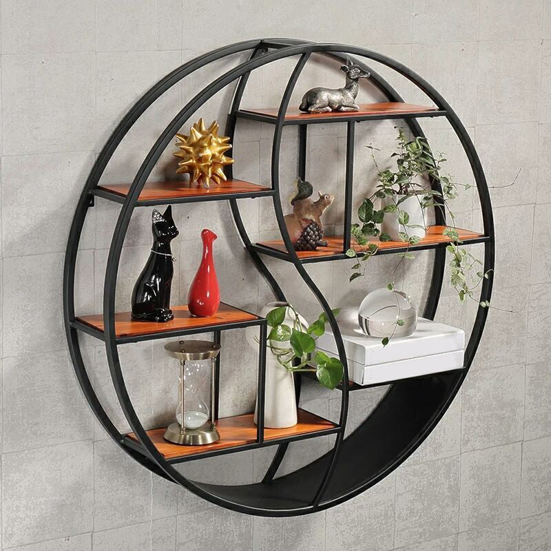 Wall Mounted Metal Shelf Bookcase Study Room Open Book Shelf with Shelves