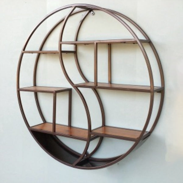 Wall Mounted Metal Shelf Bookcase Study Room Open Book Shelf with Shelves