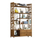 Contemporary Vertical Etagere Open Book Shelf Brown Bamboo Bookshelf for Study Room