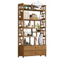Contemporary Vertical Etagere Open Book Shelf Brown Bamboo Bookshelf for Study Room