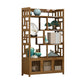 Contemporary Vertical Etagere Open Book Shelf Brown Bamboo Bookshelf for Study Room